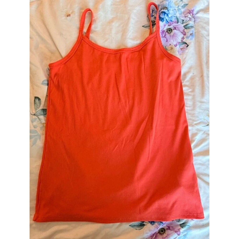 No Boundaries XXL 2X Orange Ribbed Spaghetti Strap Tank Top Cami